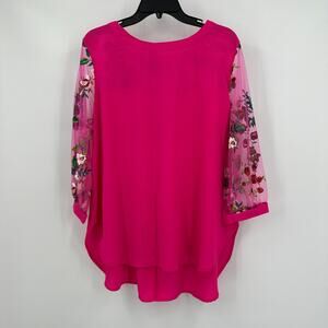Parcelzz Umgee Womens Size L Embroidered Floral‎ Boho Fairy Festival Tunic Top